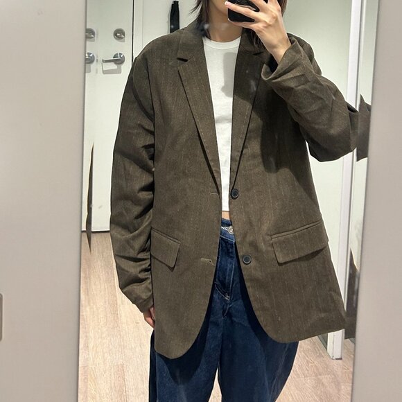 ASOS design brown/khaki striped blazer - Picture 2 of 4